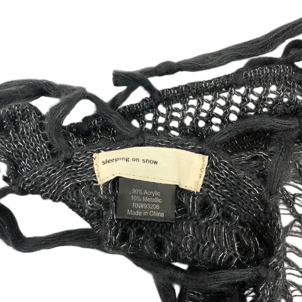 Sleeping on‎ Snow Anthropologie Metallic Chunky Knit Fringe Square Scarf Shawl